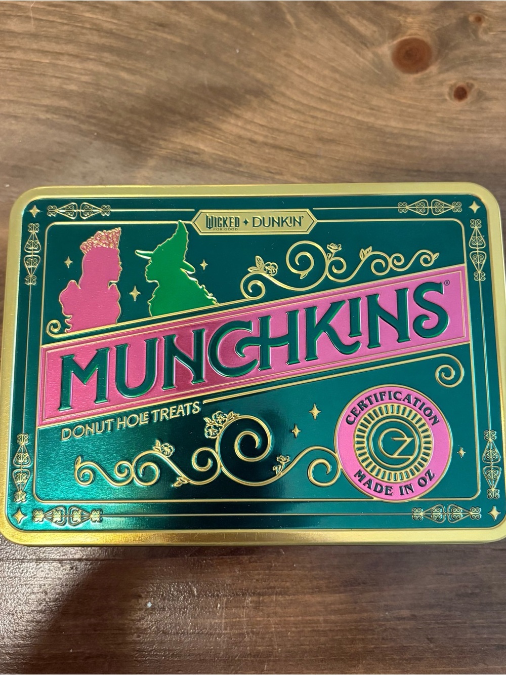 Wicked: For Good x Dunkin’ Decorative Munchkins Tin - Green and Pink